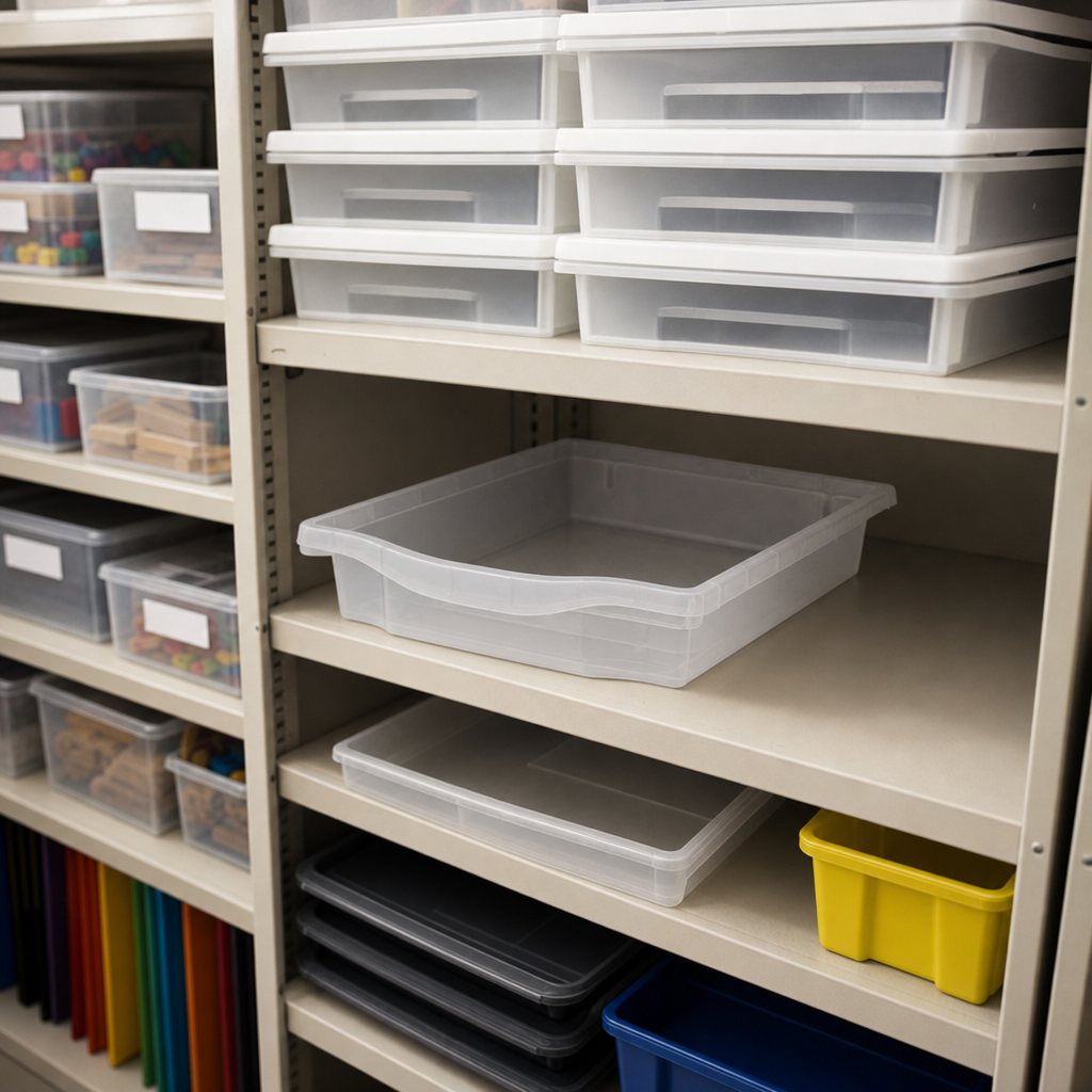 Shallow Tinted A4 Plastic Storage Trays 10L Pack of 10