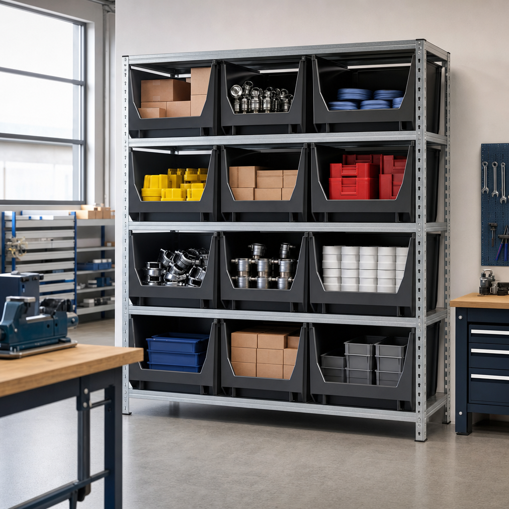 Shelving Bay with 12 Open Fronted Euro Containers 1220h x 915w