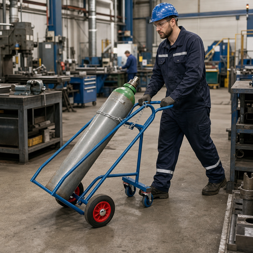 Single Cylinder Gas Bottle Trolley with Rear Wheel Support