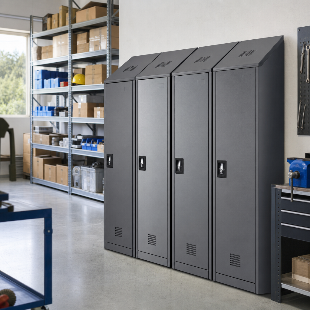 Single Door Metal Storage Lockers with Sloping Top