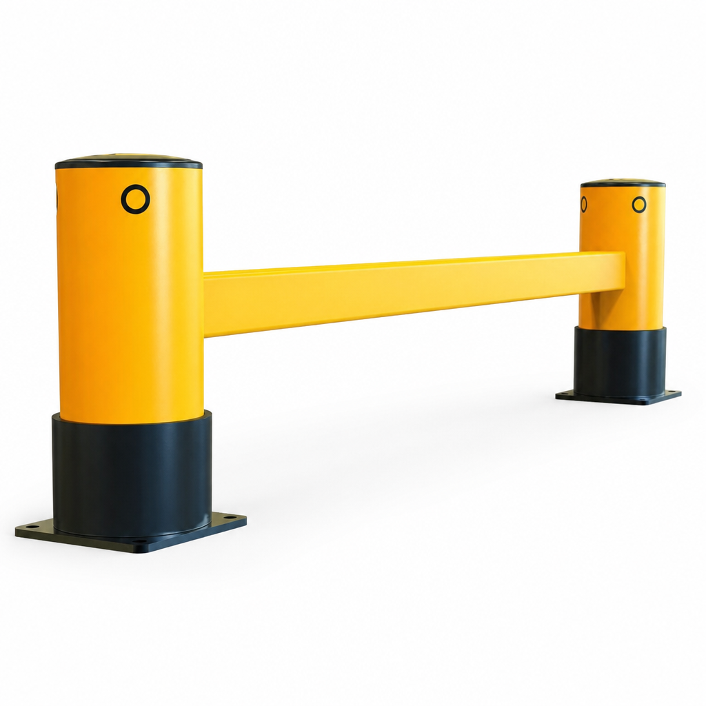 Single Rail Rack End Barrier for Warehouse Protection