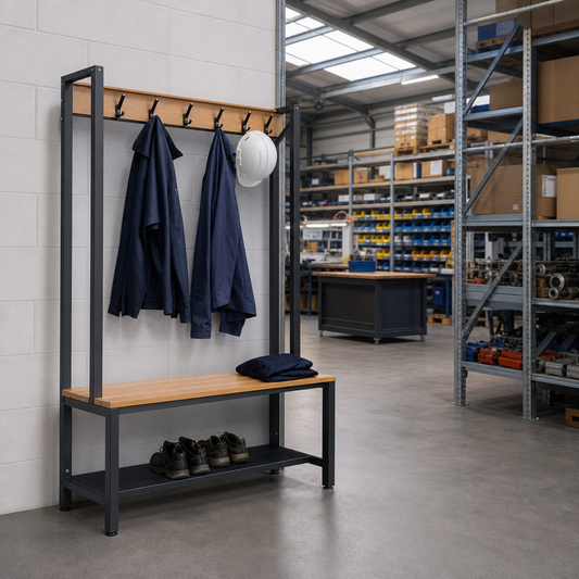 Single Sided Changing Room Bench with Coat Rack