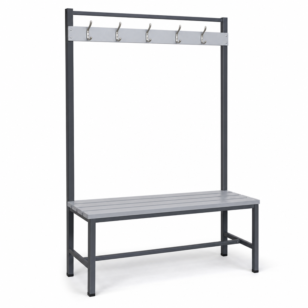 Single Sided Changing Room Bench with Coat Rack