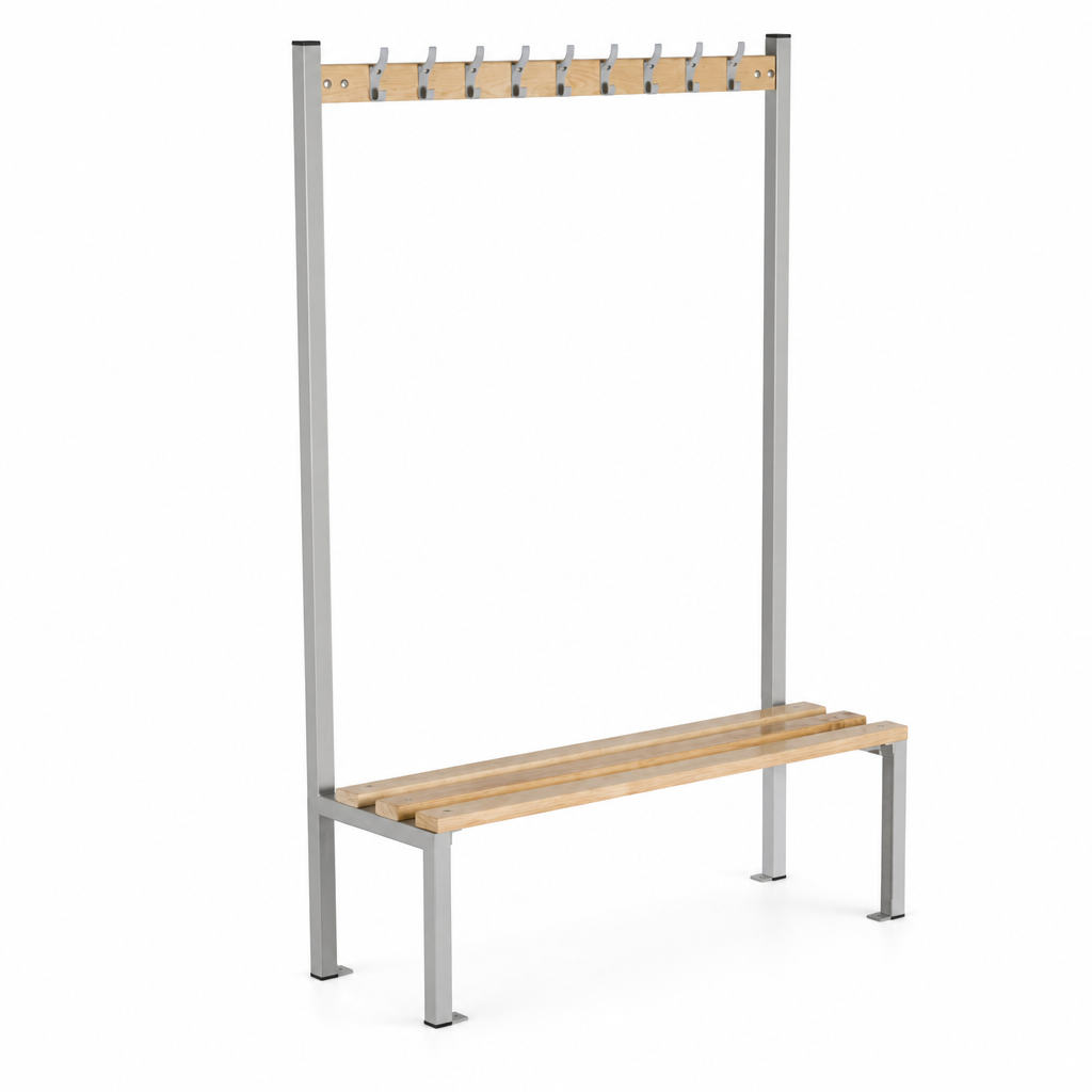 Single Sided Changing Room Bench with Coat Rack