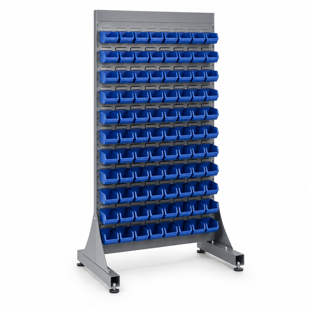 Single Sided Louvre Panel with Small Parts Picking Bins