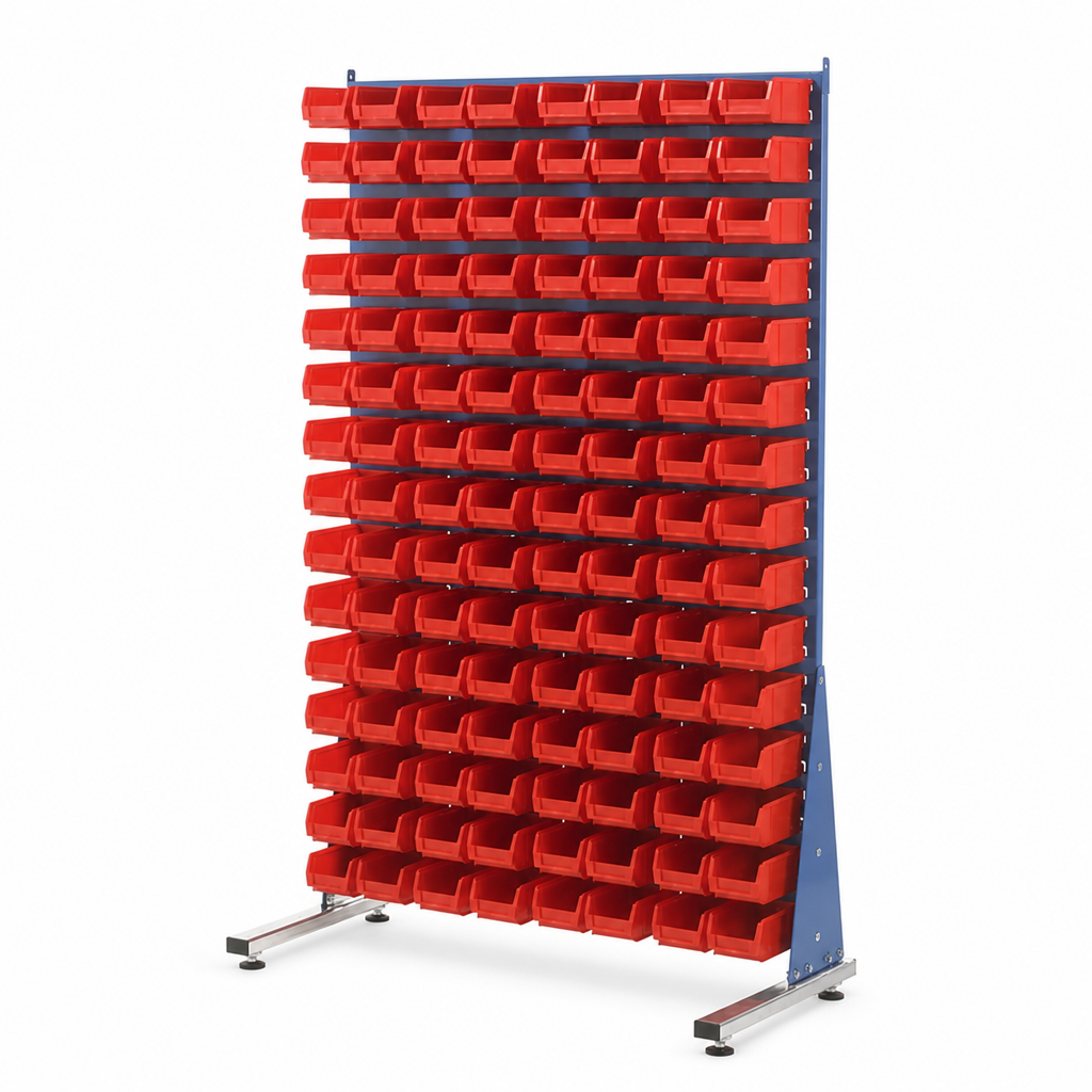 Single Sided Louvre Panel with Small Parts Picking Bins