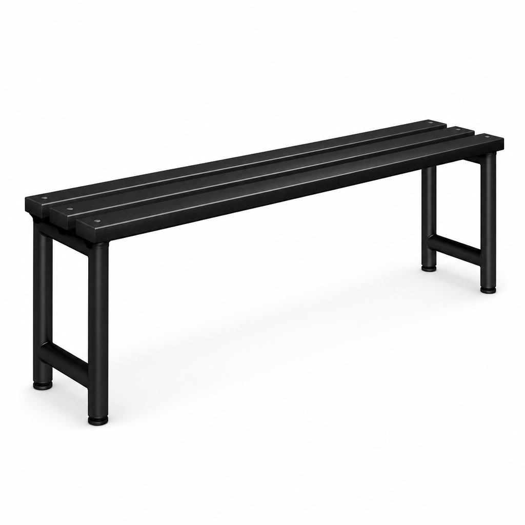 Single Sided Polymer Cloakroom Bench with Black Slats