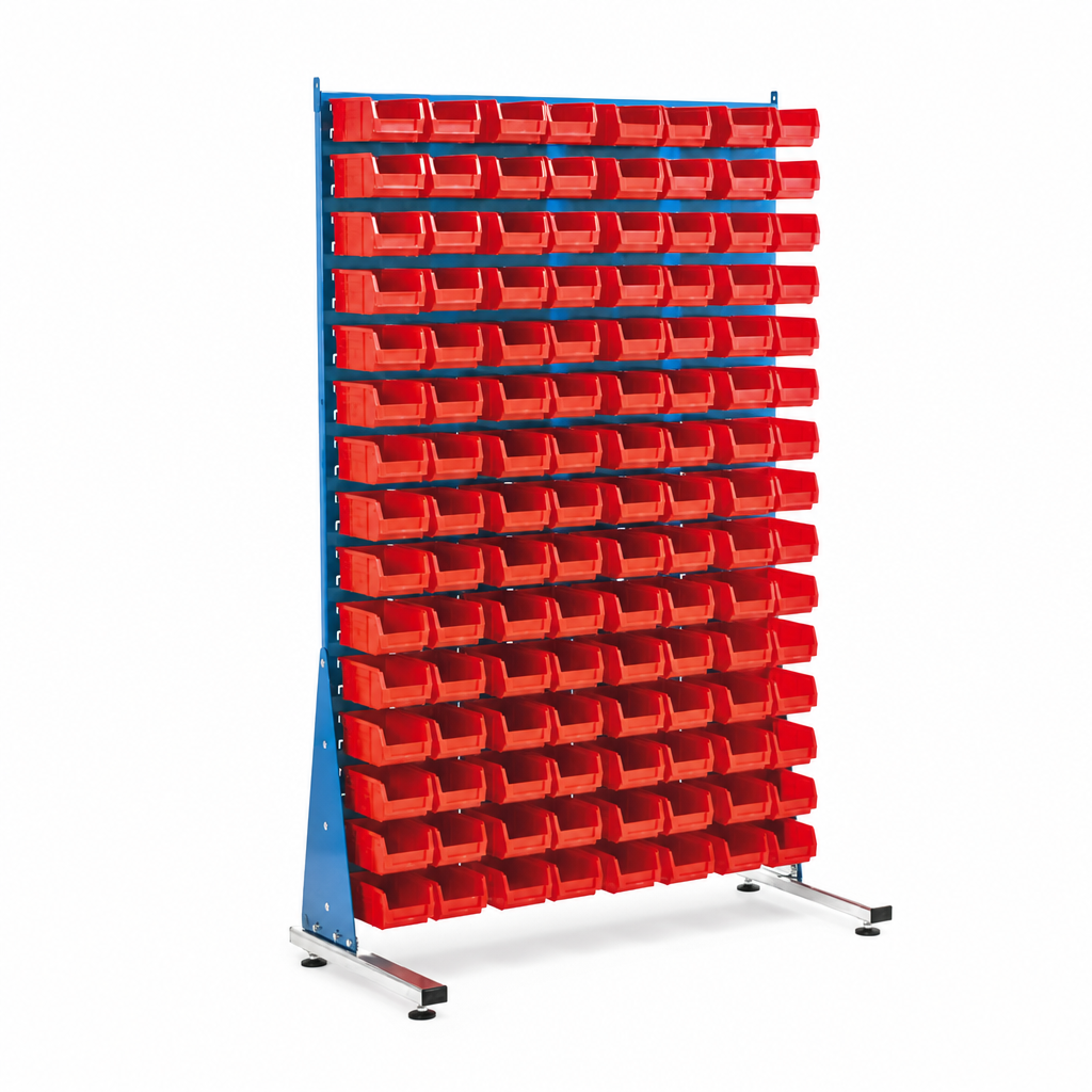 Single Sided Storage Rack with Small Parts Bins