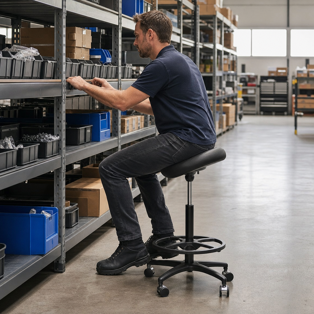 Sit/Stand Cushioned Saddle Stool with Height Adjustment