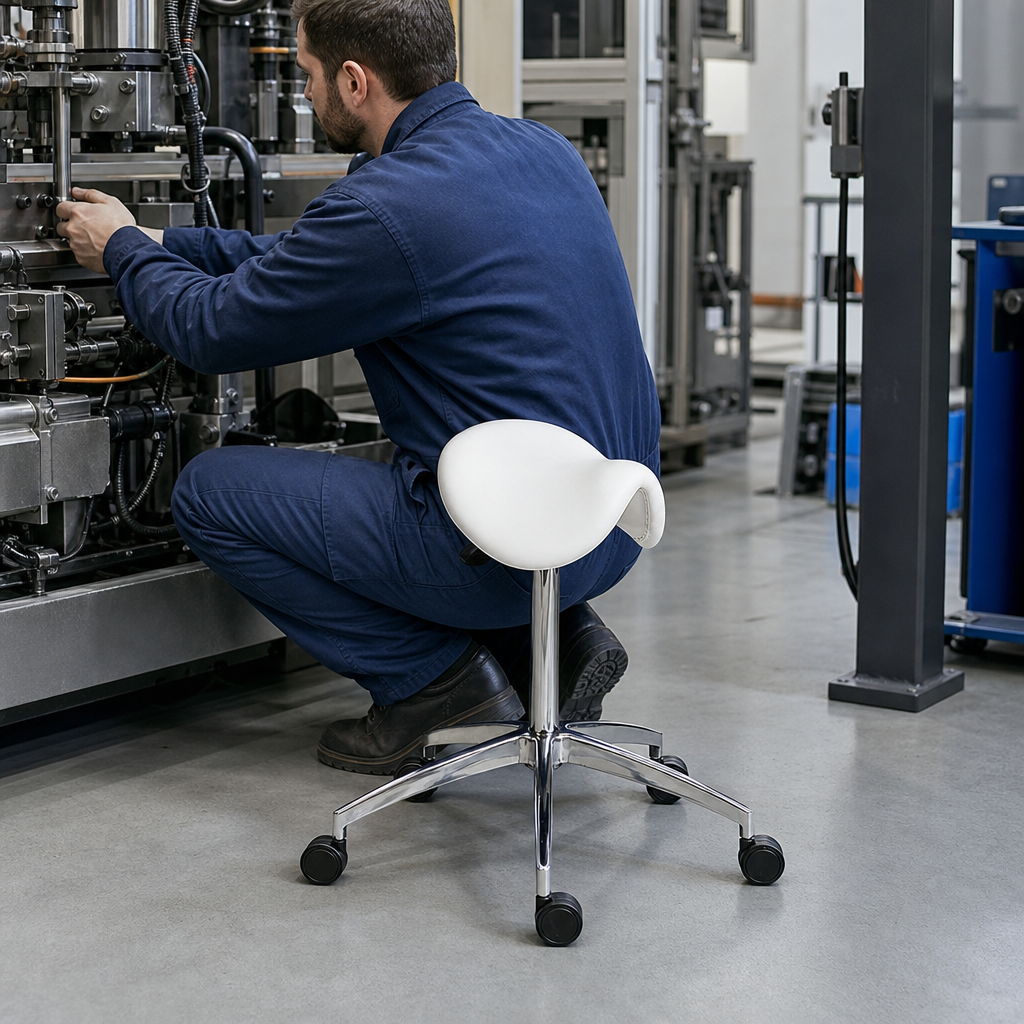 Sit/Stand Cushioned Saddle Stool with Height Adjustment