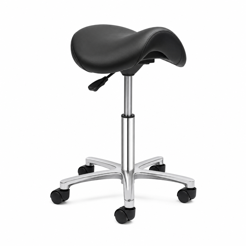 Sit/Stand Cushioned Saddle Stool with Height Adjustment