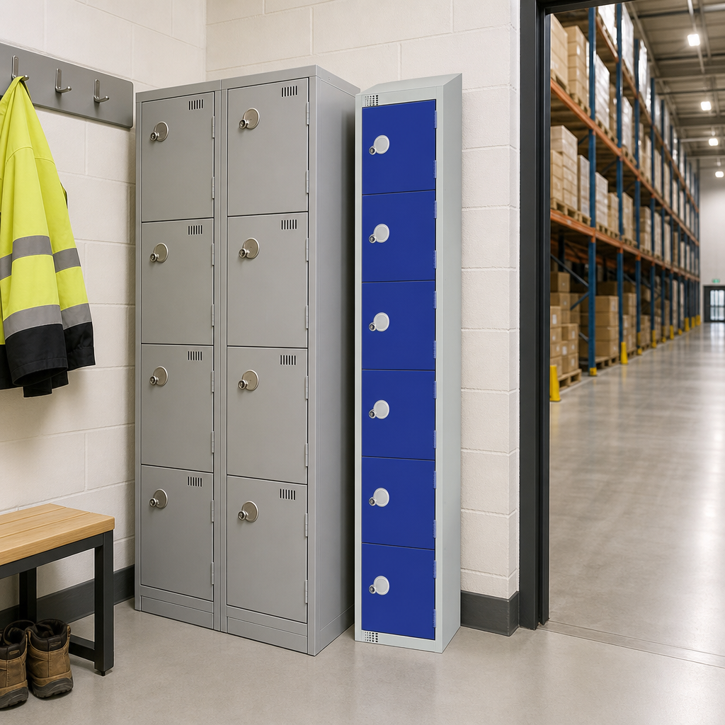 Six Door Antibacterial Metal Lockers with Sloping Top