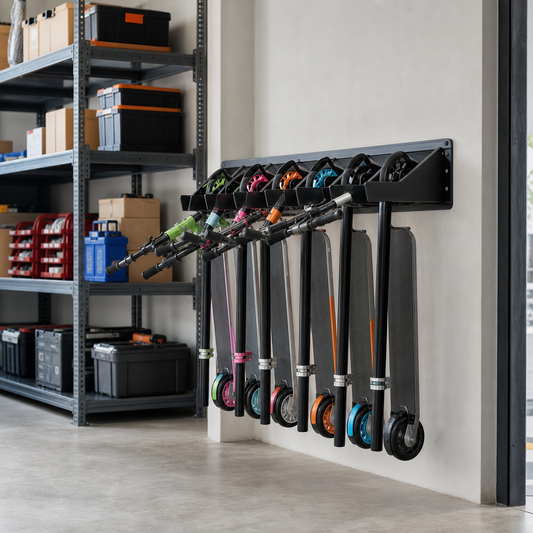 Six-Space Scooter Rack with Floor or Wall Mounting