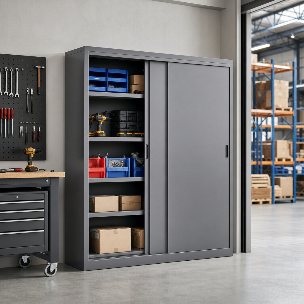 Sliding Door Metal Storage Cabinet 1600h x 1300w