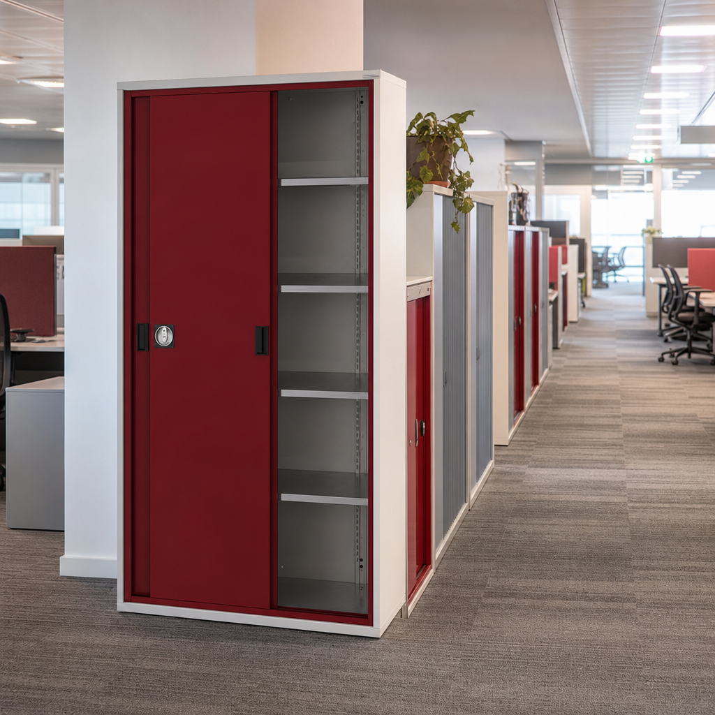 Sliding Door Metal Storage Cupboard with Adjustable Shelves
