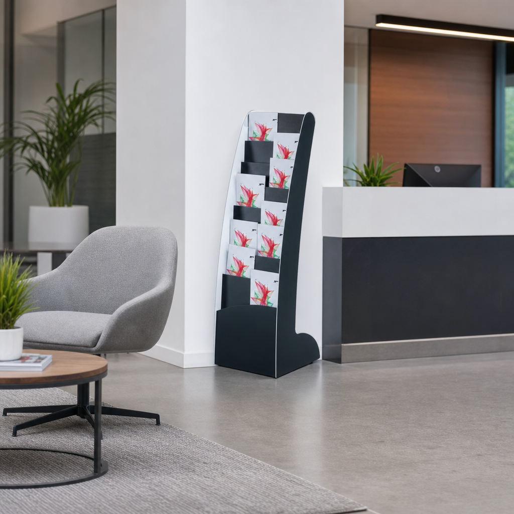 Slim A4 Freestanding Literature Stand with 8 Compartments
