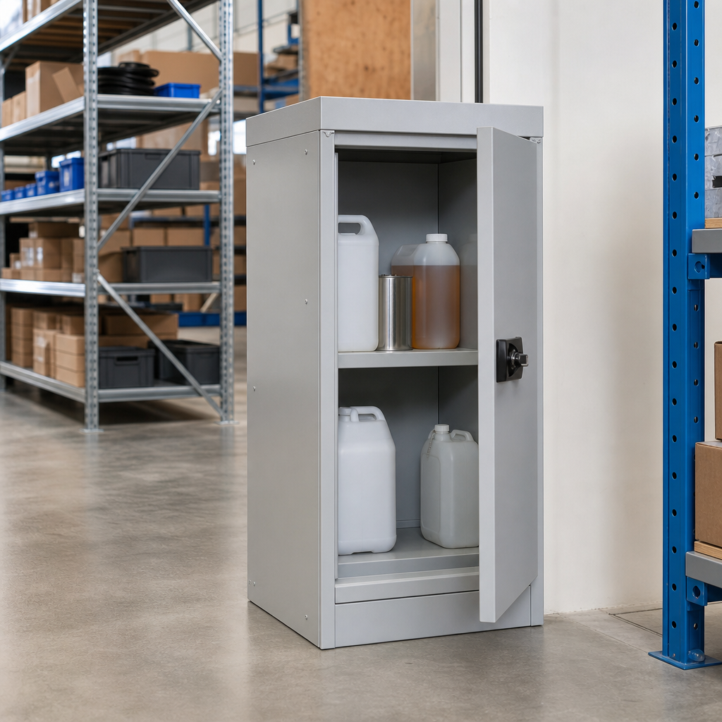 Small Grey COSHH Hazardous Chemical Storage Cabinet