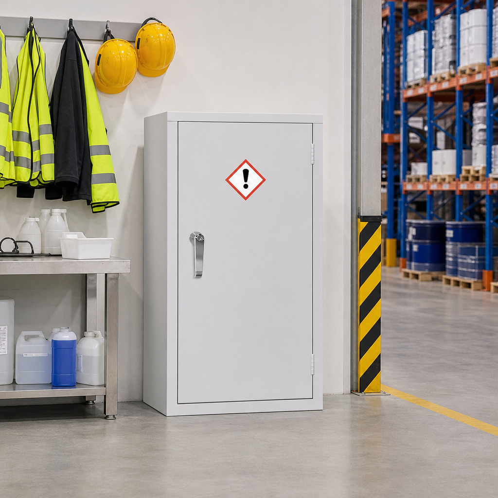 Small Grey COSHH Hazardous Chemical Storage Cabinet