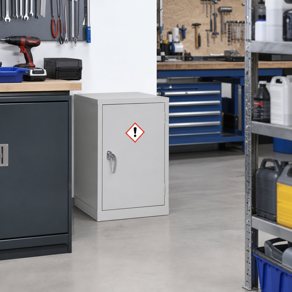 Small Grey COSHH Hazardous Storage Cabinet 760 x 457mm
