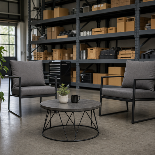 Small Indoor Outdoor Coffee Table with Metal Base