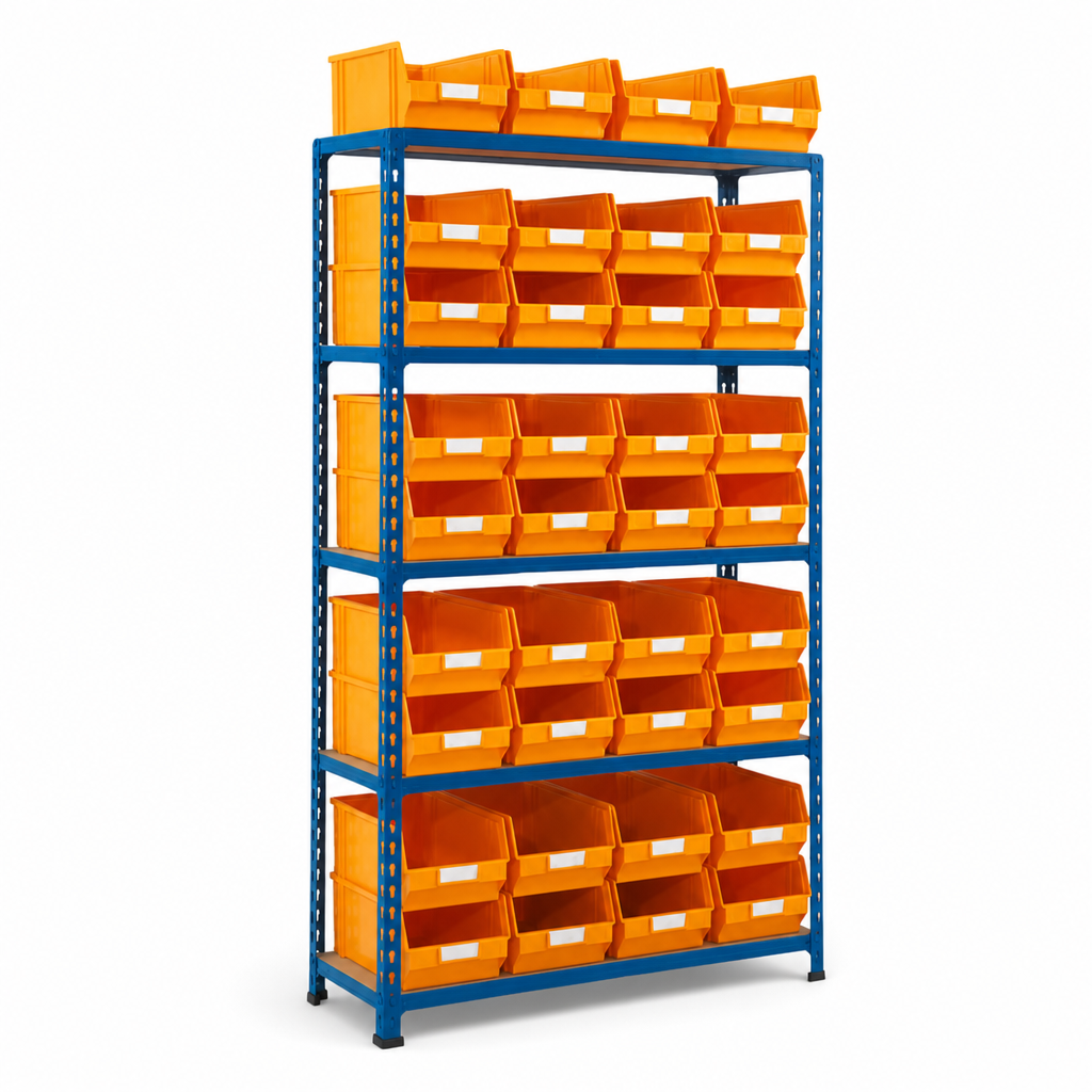 Small Parts Shelving Bay with 36 Plastic Picking Bins