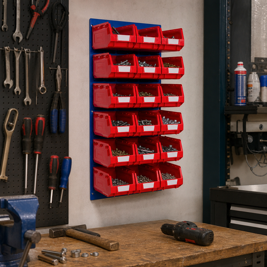 Small Parts Storage Bin Kit with 18 Red Bins