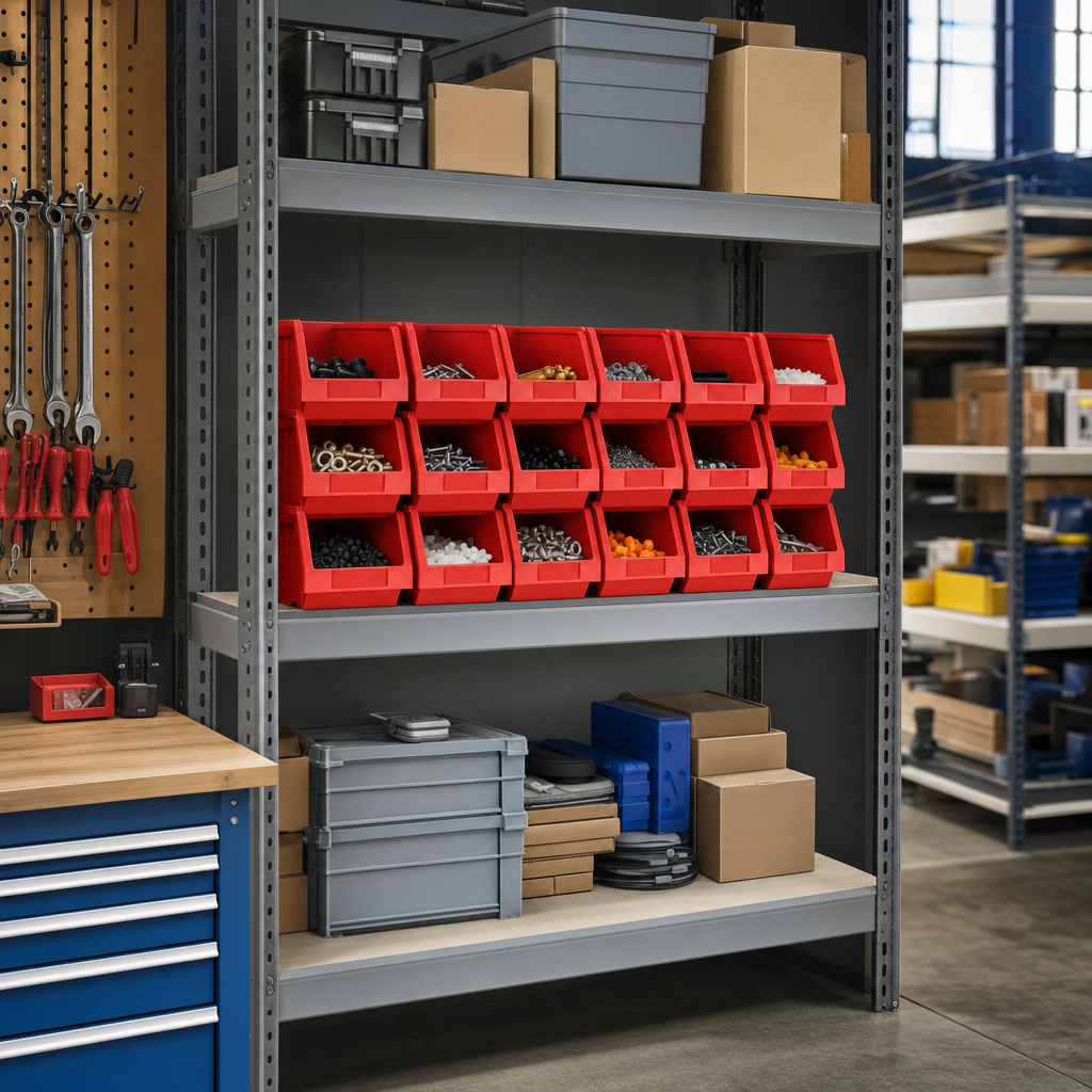 Small Parts Storage Bin Kit with 18 Red Bins
