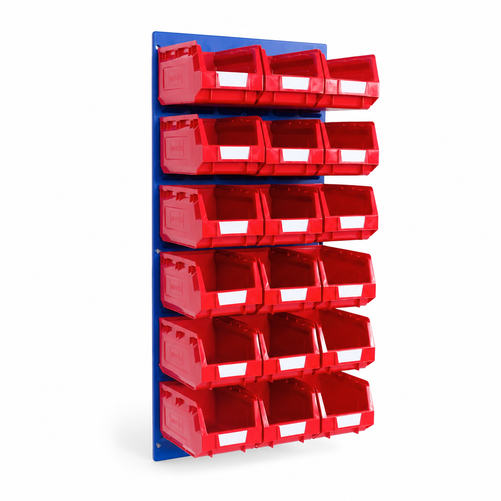Small Parts Storage Bin Kit with 18 Red Bins