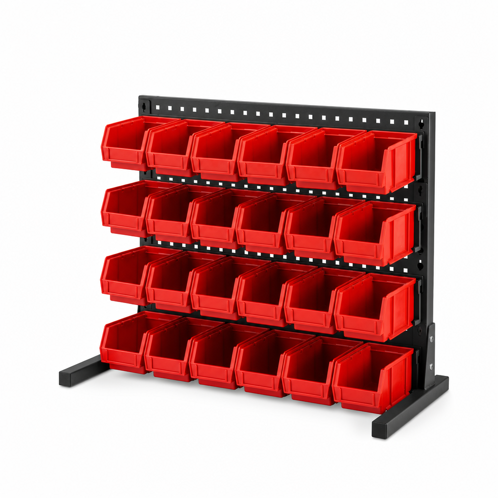 Small Parts Storage Bin Kit with 18 Red Bins
