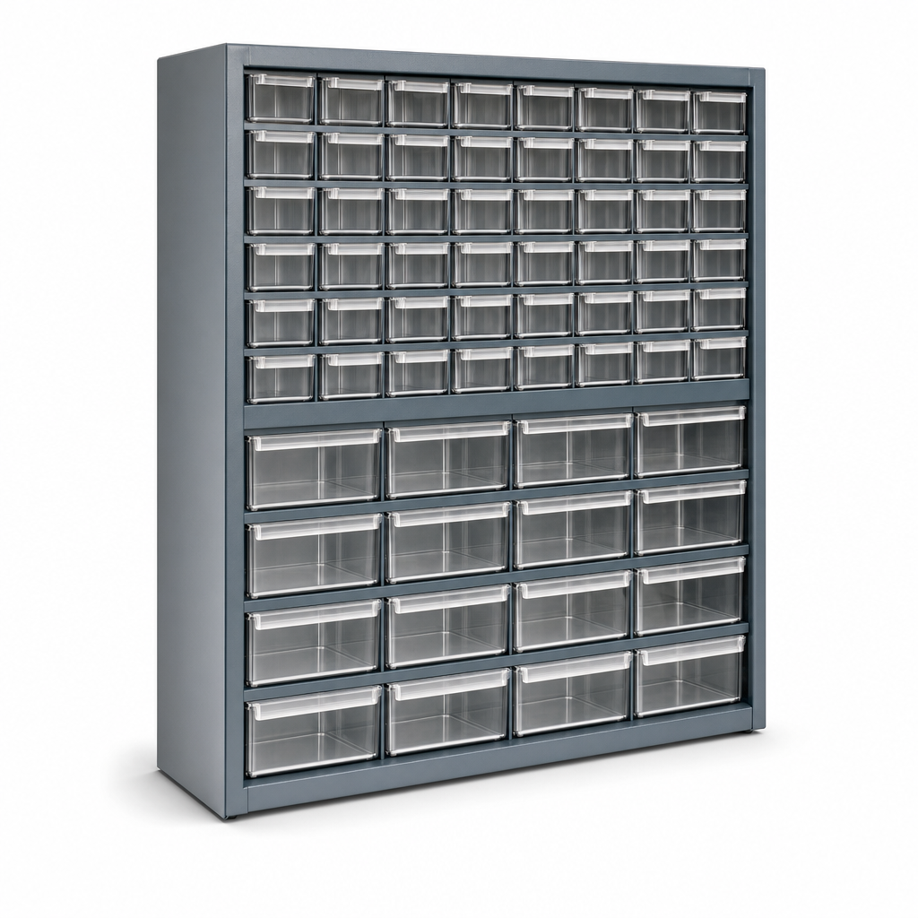 Small Parts Storage Drawer Cabinets with Plastic Bins