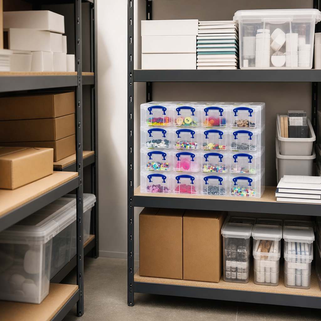 Small Parts Storage Unit with 16 Clear Boxes