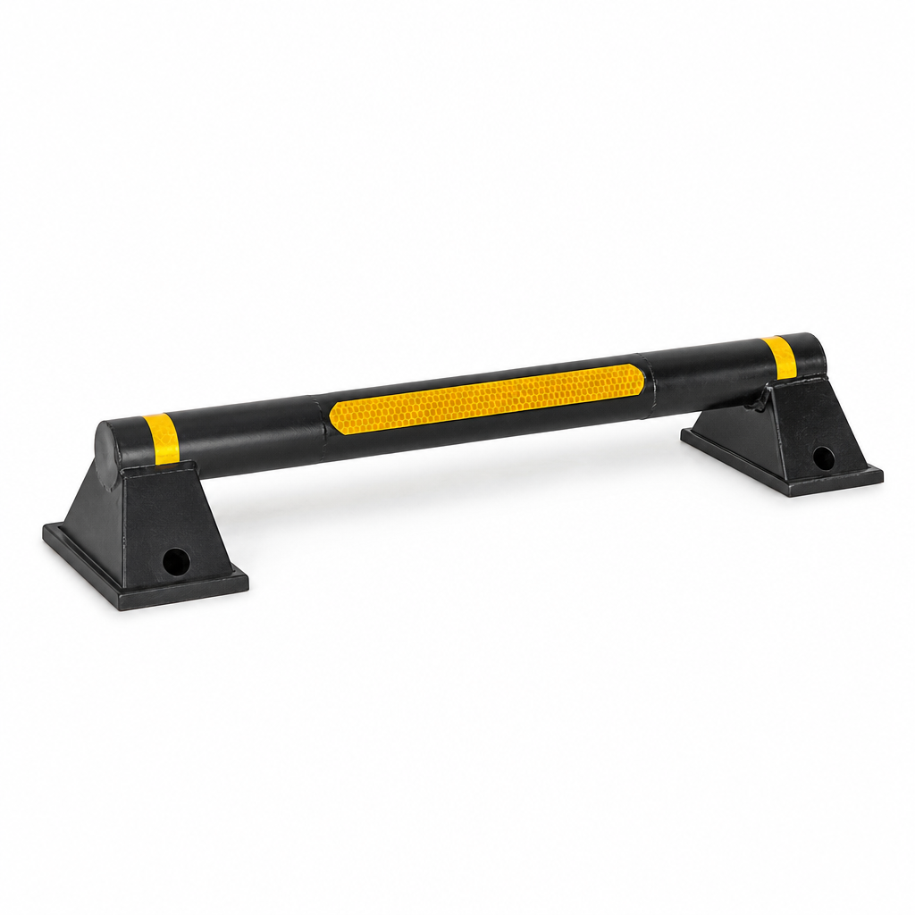 Small Rubber Wheel Stop Floor Barrier With Reflective Panel