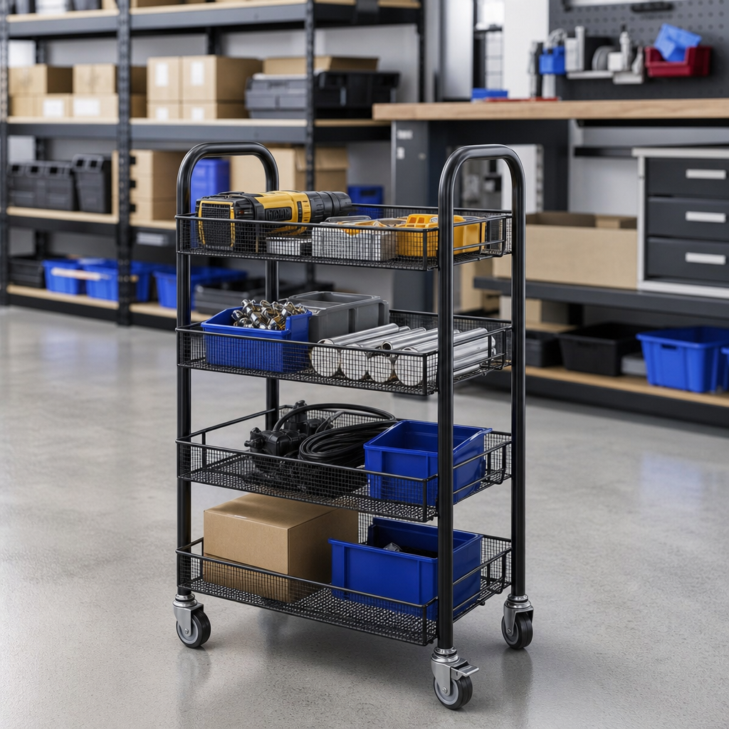 Small Shelf Office Trolley with Basket Shelves