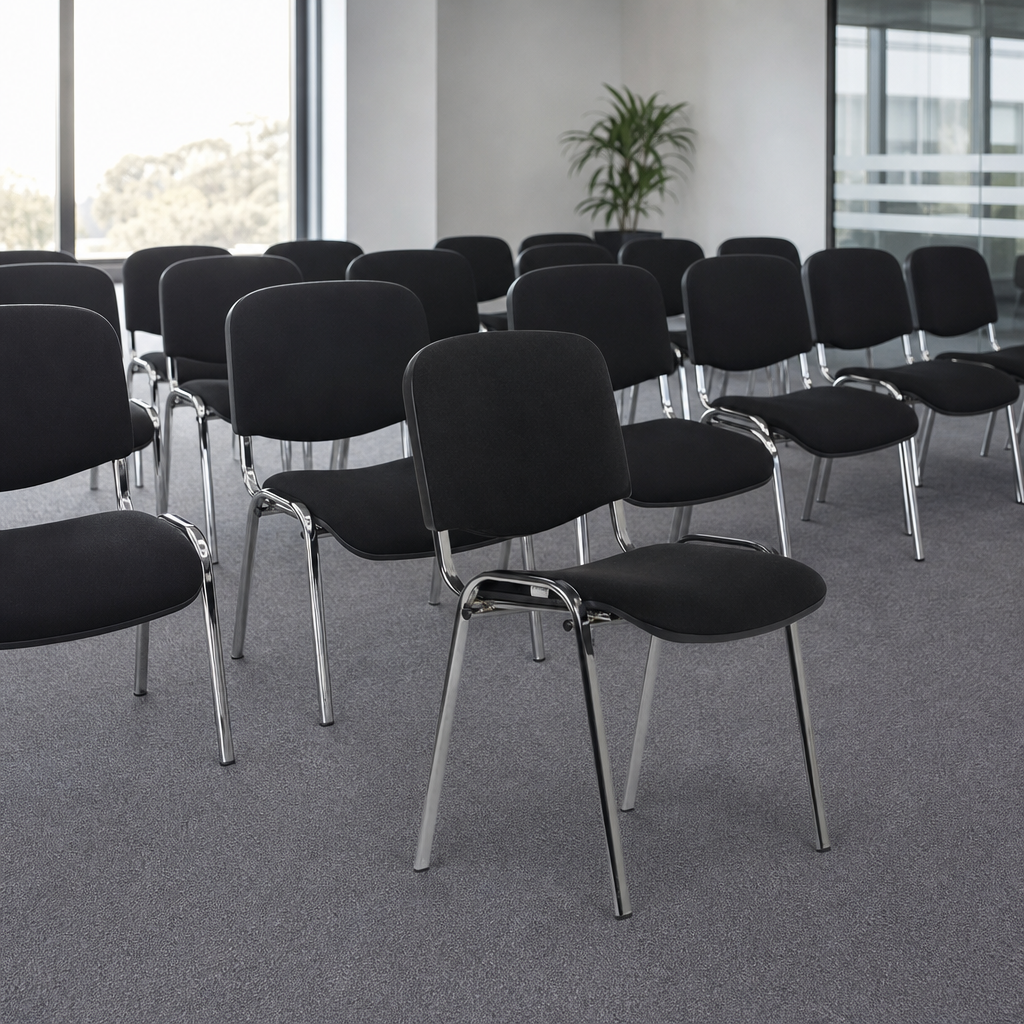 Stackable Chrome Conference and Meeting Room Fabric Chairs