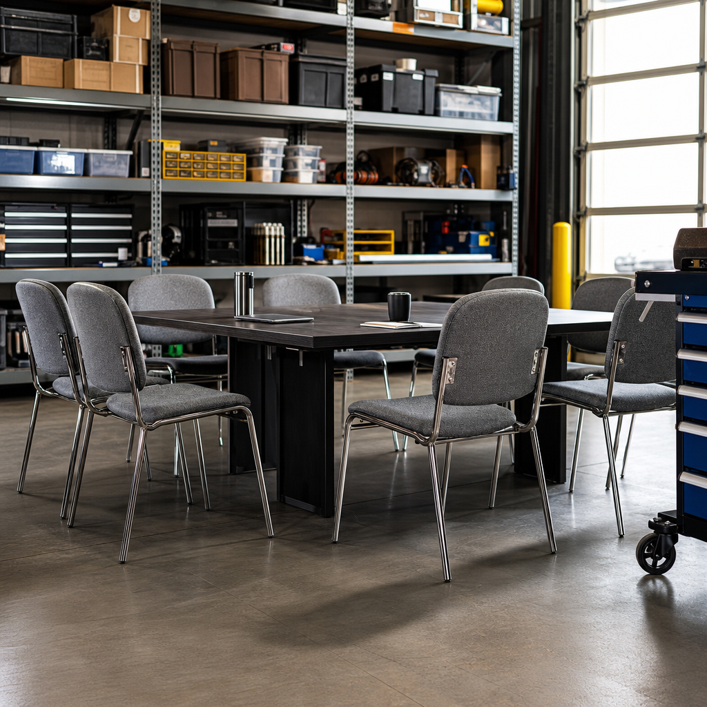 Stackable Chrome Conference and Meeting Room Fabric Chairs