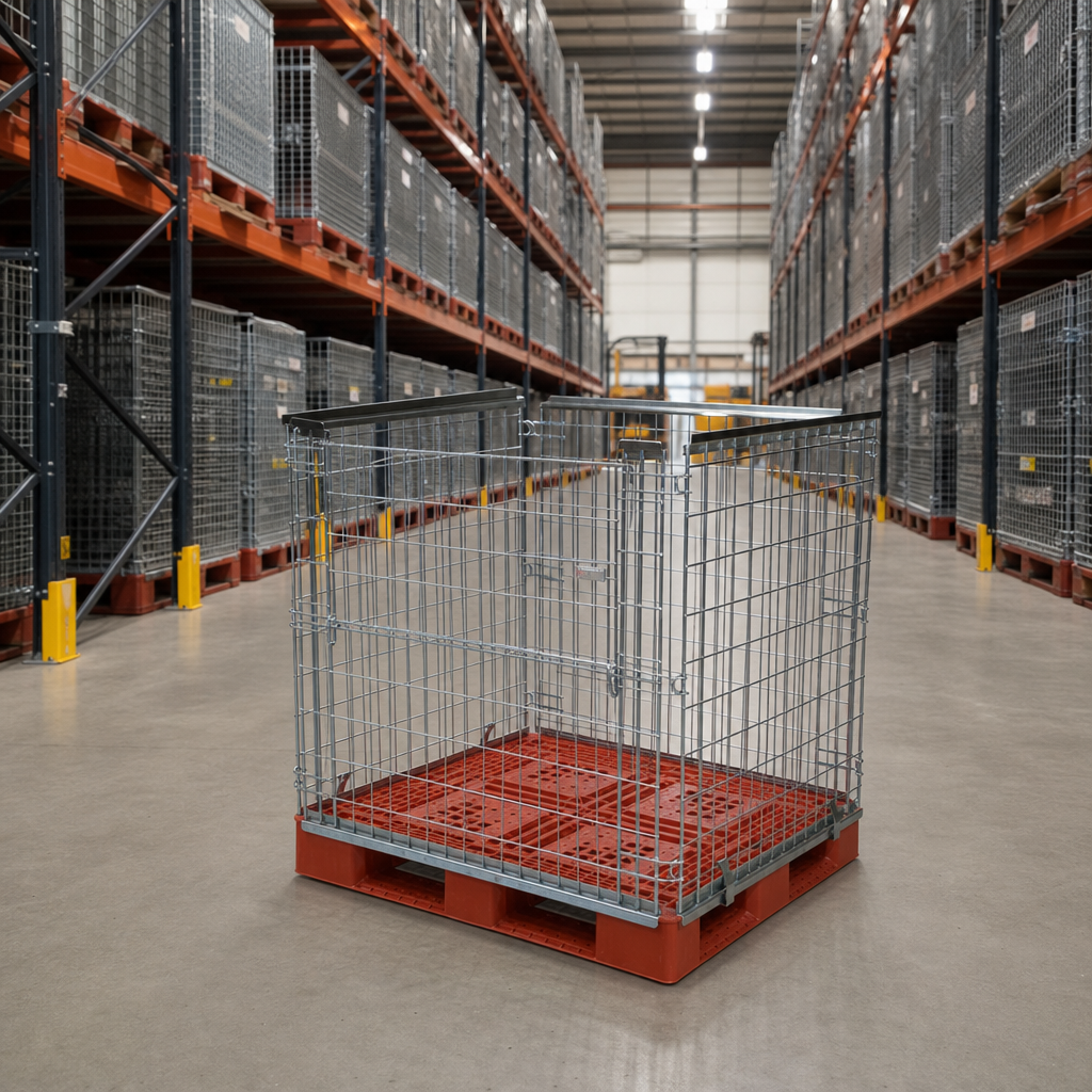 Stackable Euro Pallet Cages with Half Drop Gate
