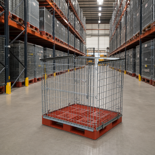 Stackable Euro Pallet Cages with Half Drop Gate