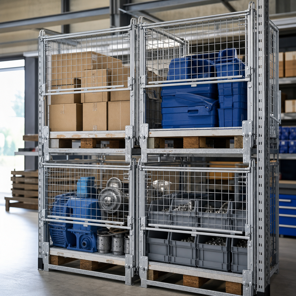 Stackable Euro Pallet Cages with Half Drop Gate