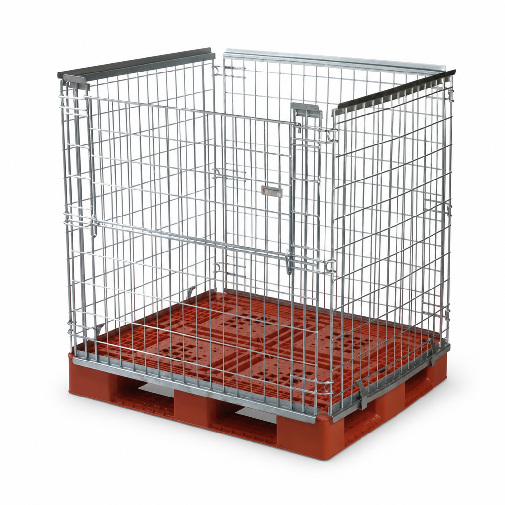 Stackable Euro Pallet Cages with Half Drop Gate