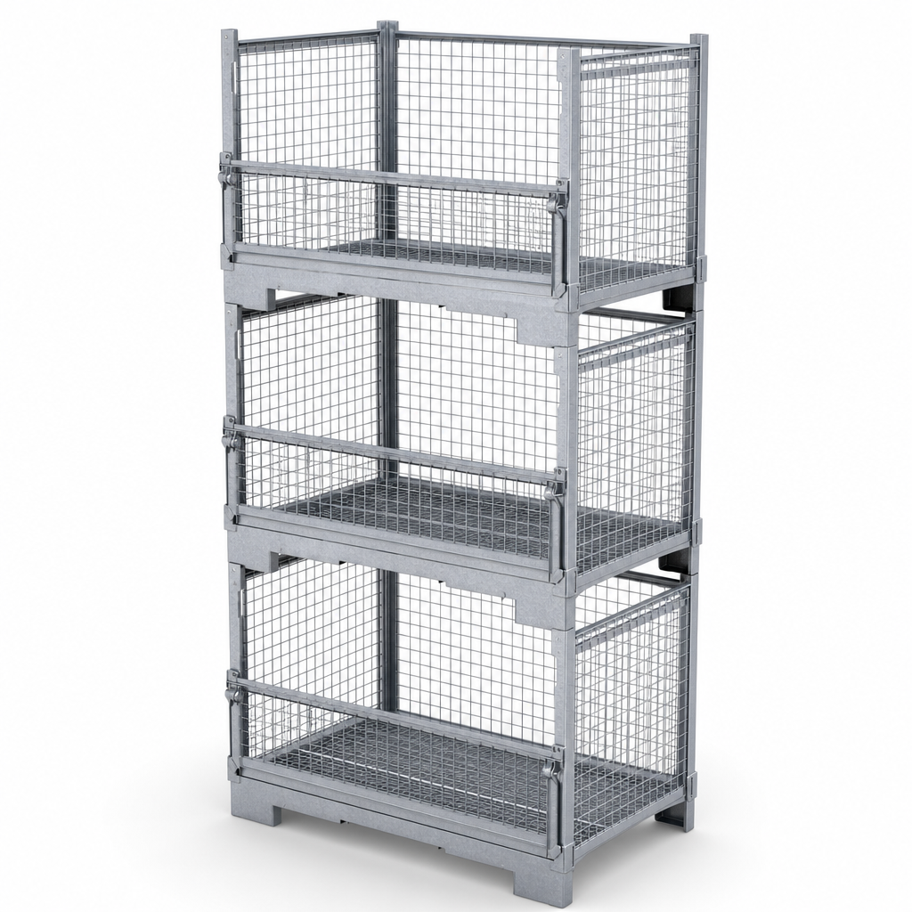 Stackable Euro Pallet Cages with Half Drop Gate