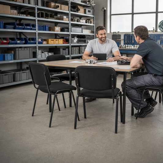 Stackable Fabric Conference Room Chair with Black Frame