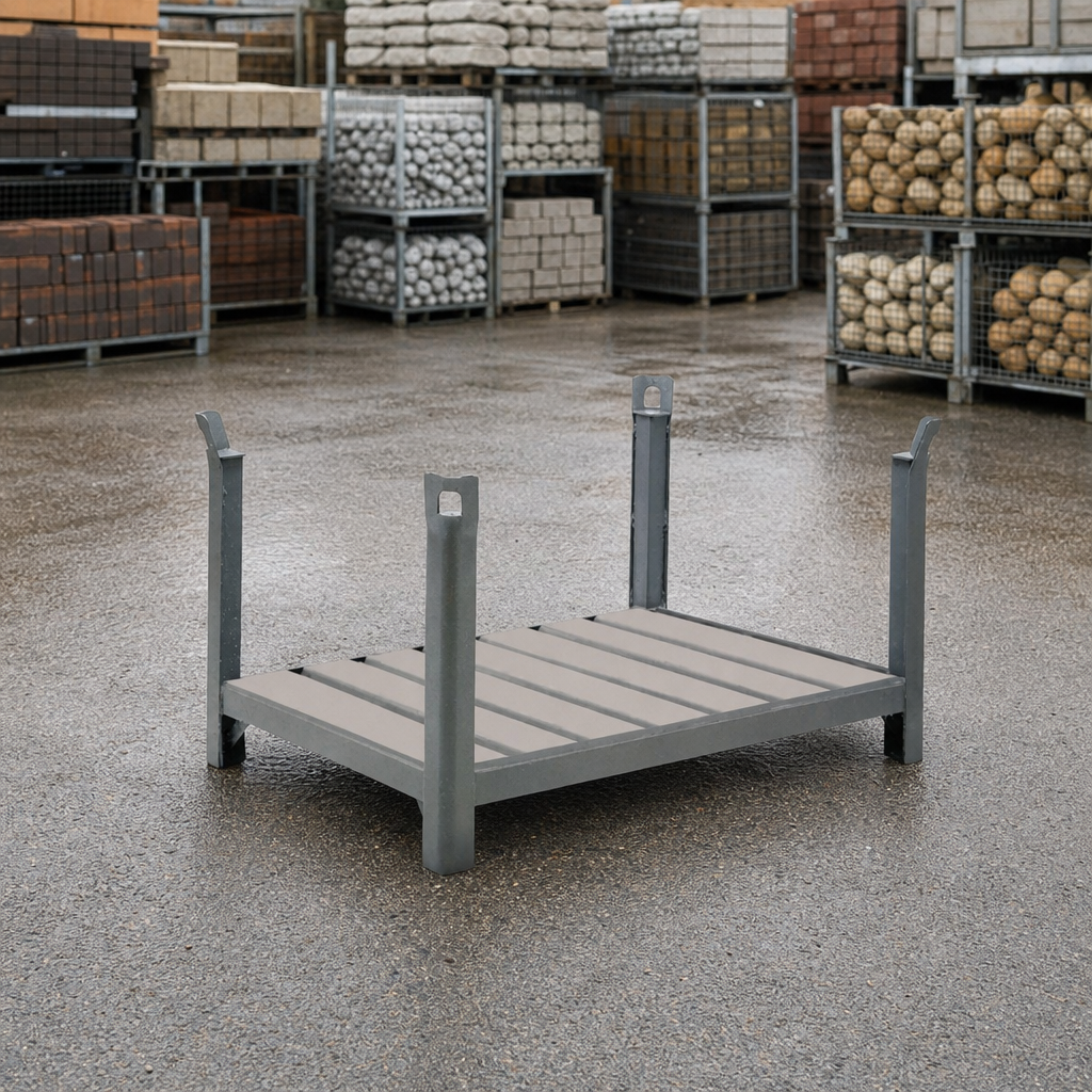 Stackable Fixed Construction Bin with Open Sides