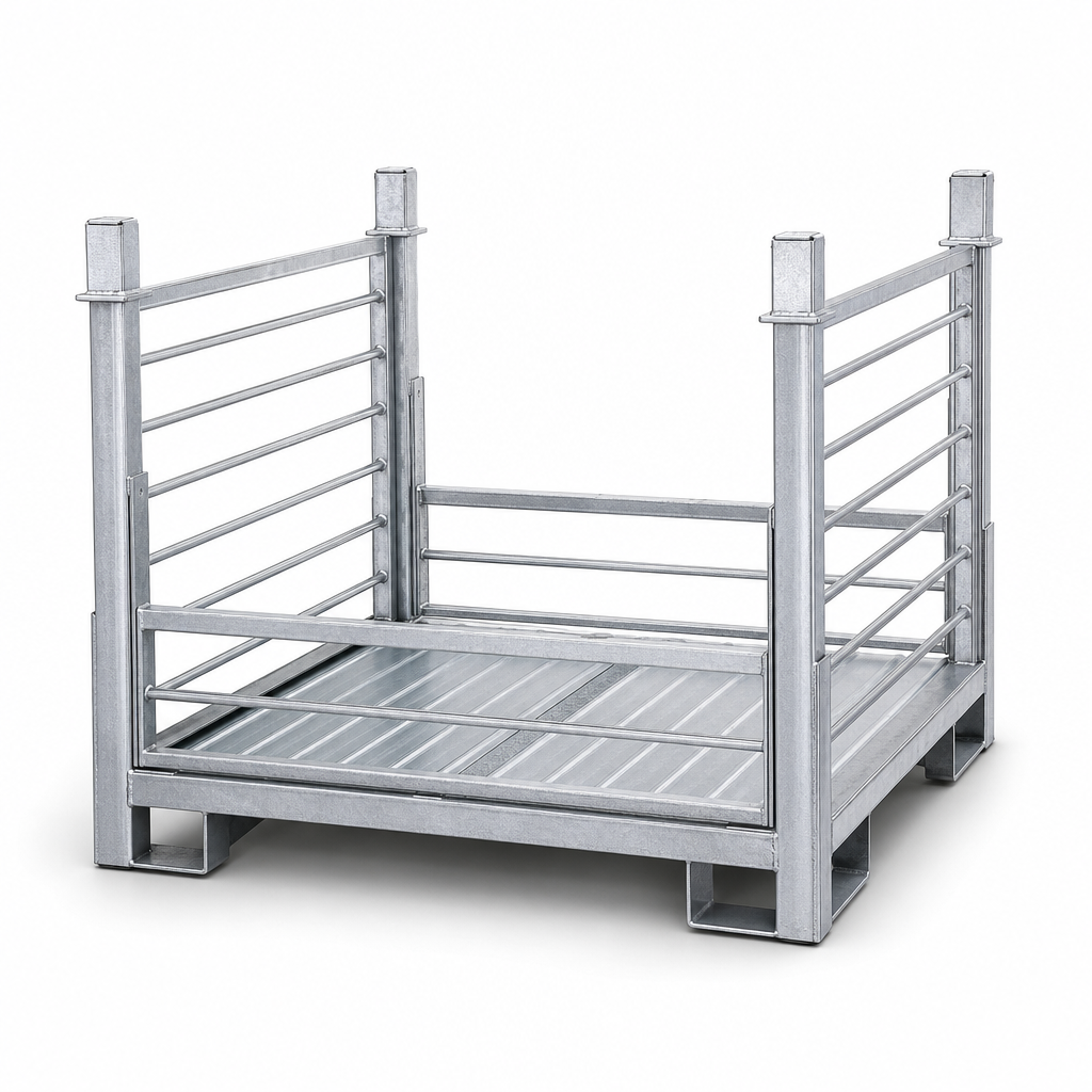 Stackable Fixed Construction Bin with Open Sides
