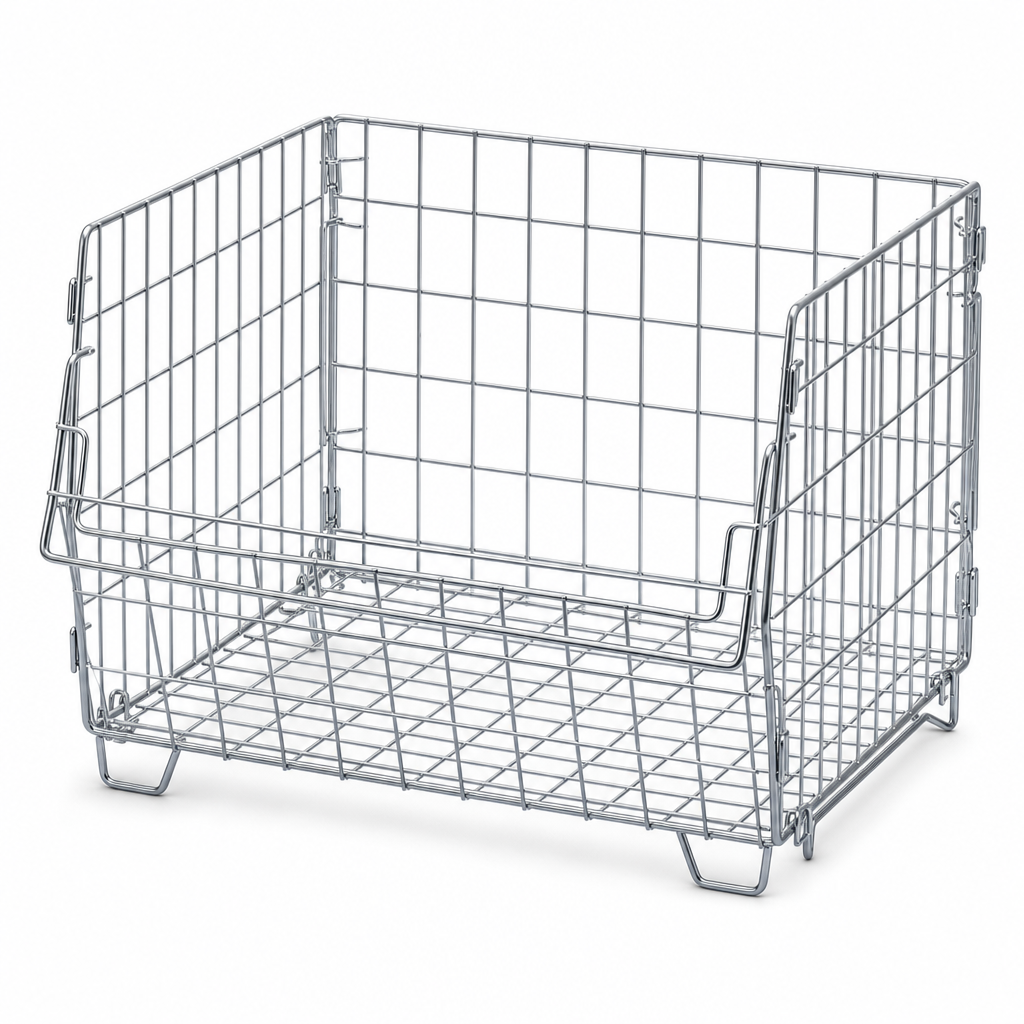 Stackable Galvanised Wire Storage Basket