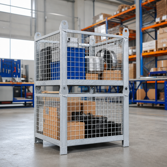 Stackable Mesh Stillage with Lifting Holes