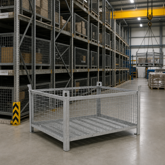 Stackable Mesh Stillage with Lifting Holes