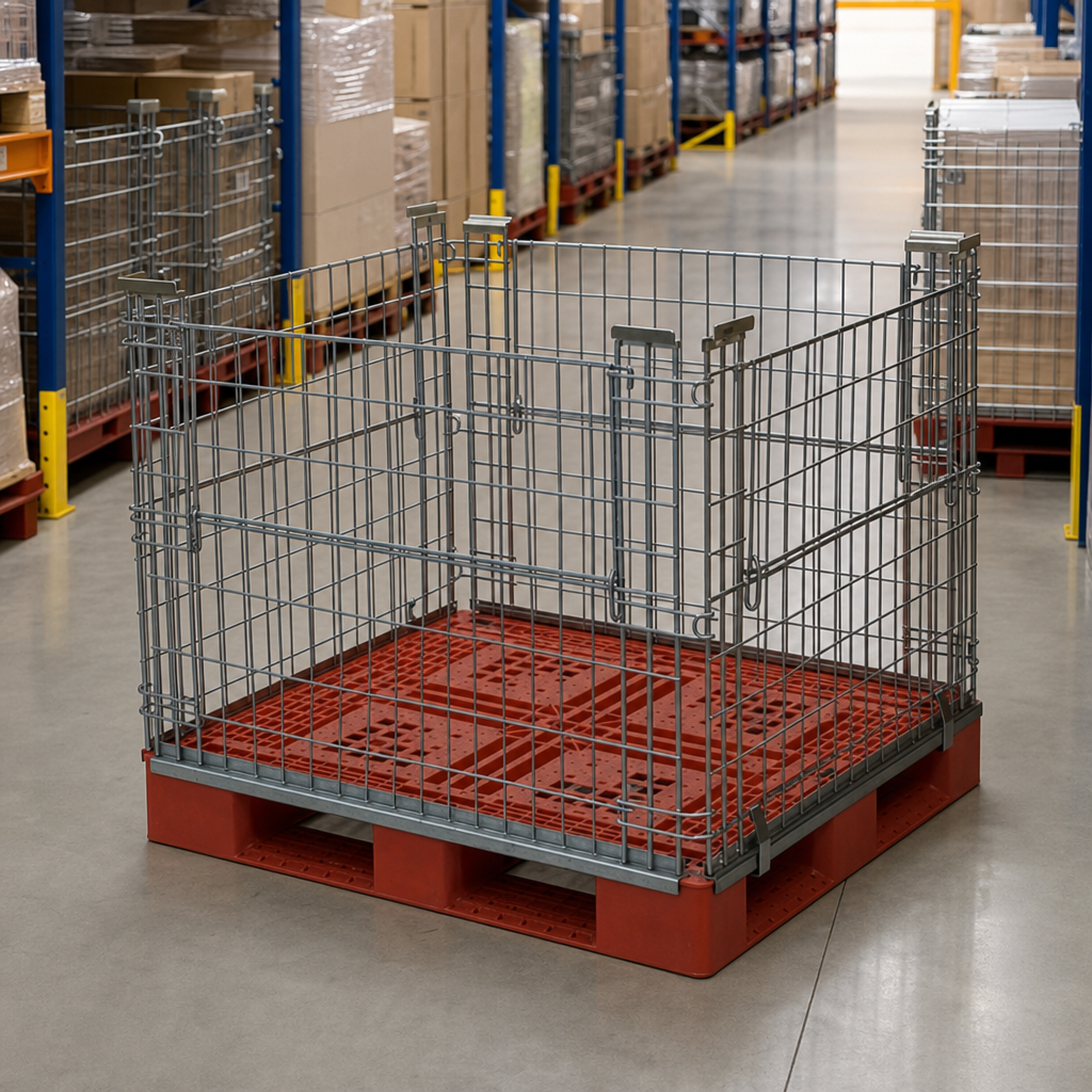 Stackable Pallet Retention Unit with Two-Way Access Gate