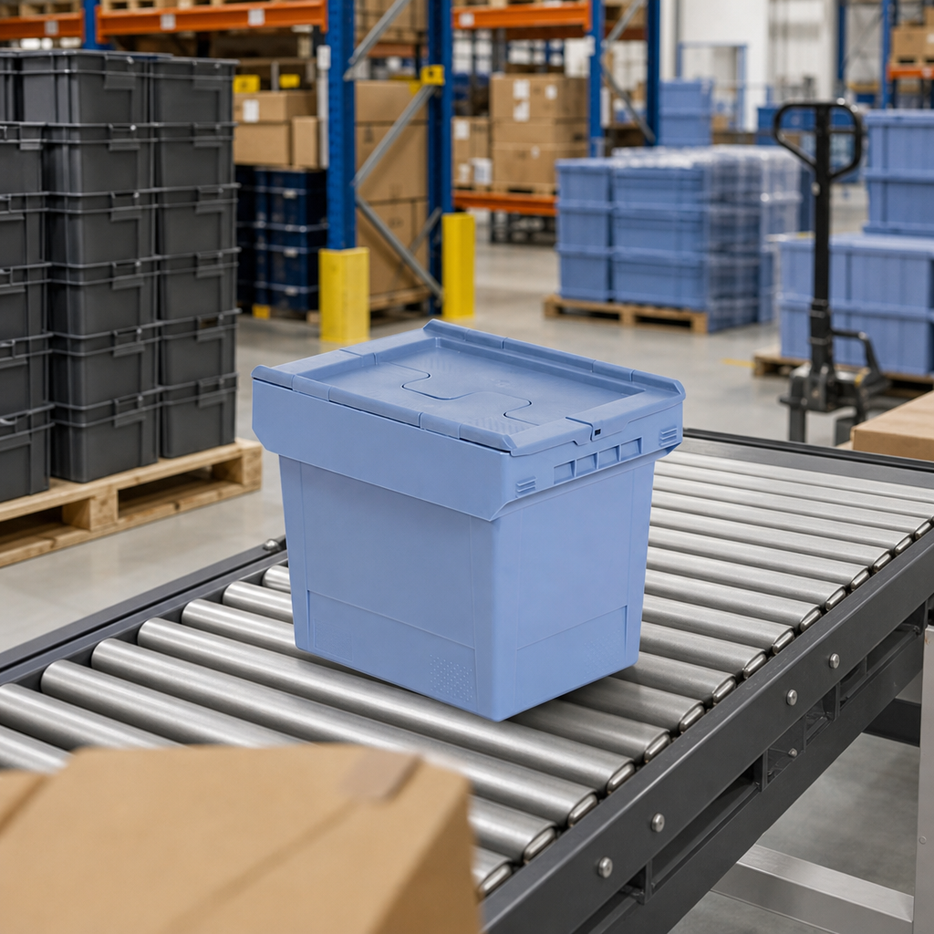 Stackable Plastic Distribution Containers with Lids