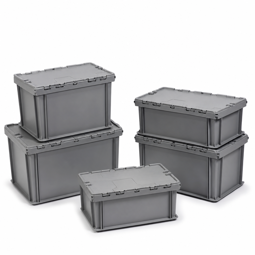 Stackable Plastic Distribution Containers with Lids