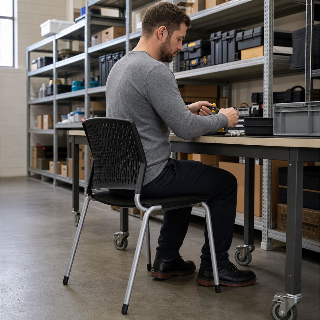 Stackable Plastic Office Chair with Aluminium Frame